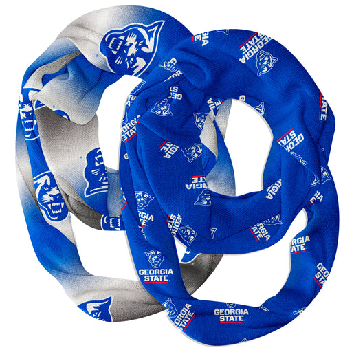 Georgia State Panthers Vive La Fete All Over Logo Collegiate Women Set of 2 Light Weight Ultra Soft Infinity Scarfs