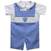 Georgia State Panthers Smocked Royal Gingham Jon Jon And Short Sleeve White Shirt
