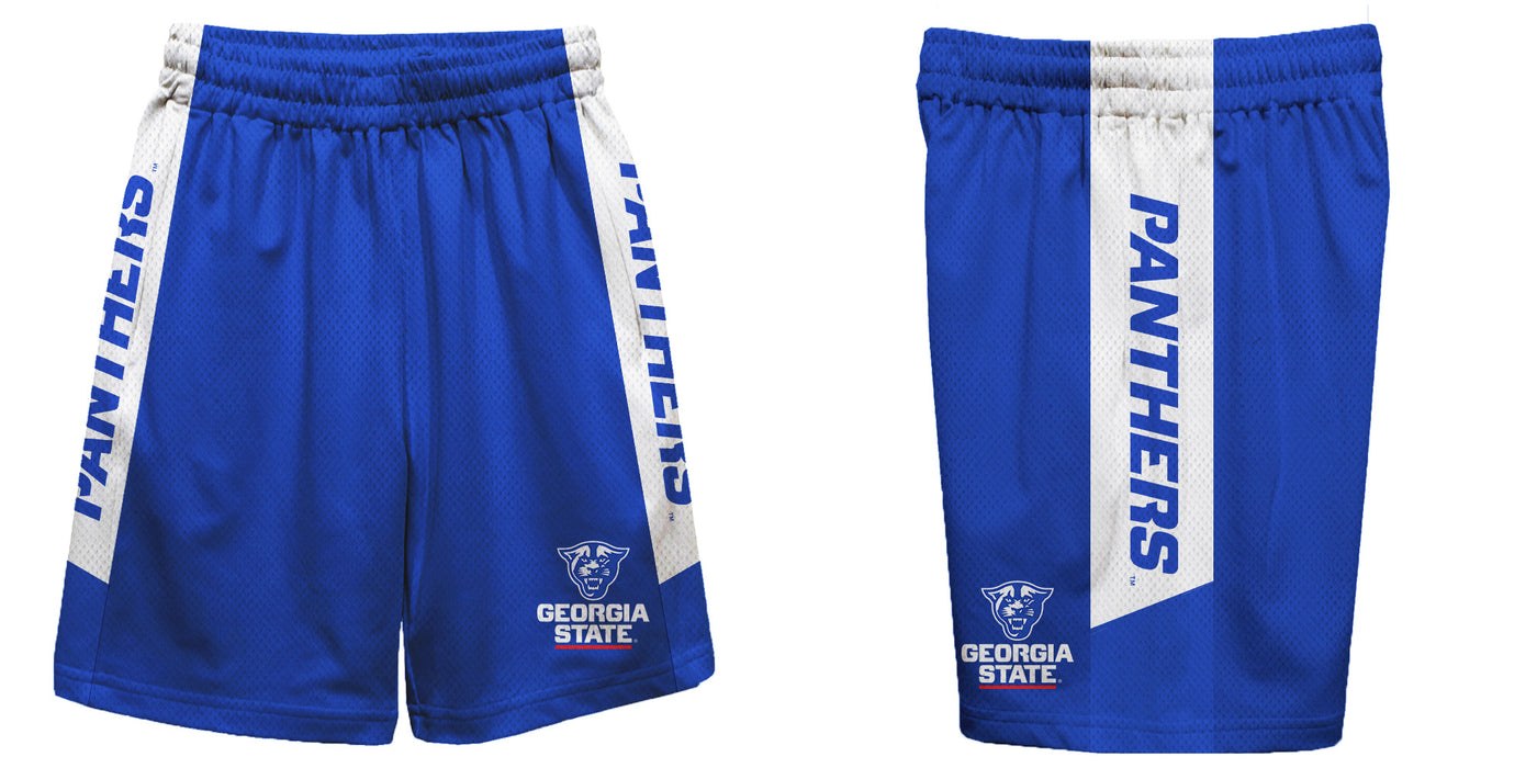 Georgia State Panthers Vive La Fete Game Day Blue Stripes Boys Solid White Athletic Mesh Short - Vive La Fête - Online Apparel Store