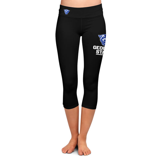Georgia State Panthers Vive La Fete Game Day Collegiate Large Logo on Thigh and Waist Girls Black Capri Leggings