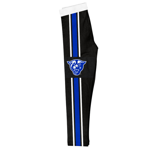 Georgia State Panthers Vive La Fete Girls Game Day Black with Blue Stripes Leggings Tights