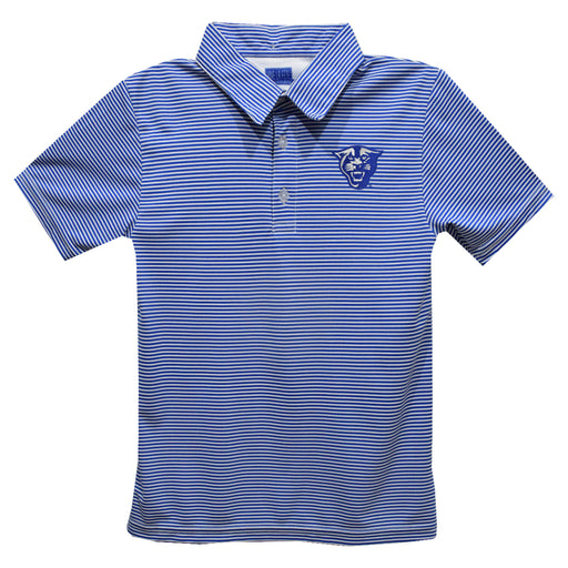 Georgia State Panthers Embroidered Royal Stripes Short Sleeve Polo Box Shirt