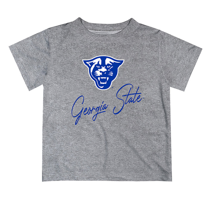 Georgia State Panthers Vive La Fete Script V1 Heather Gray Short Sleeve Tee Shirt