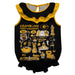 Grambling State Tigers GSU  Black Hand Sketched Vive La Fete Impressions Artwork Sleeveless Ruffle Onesie Bodysuit