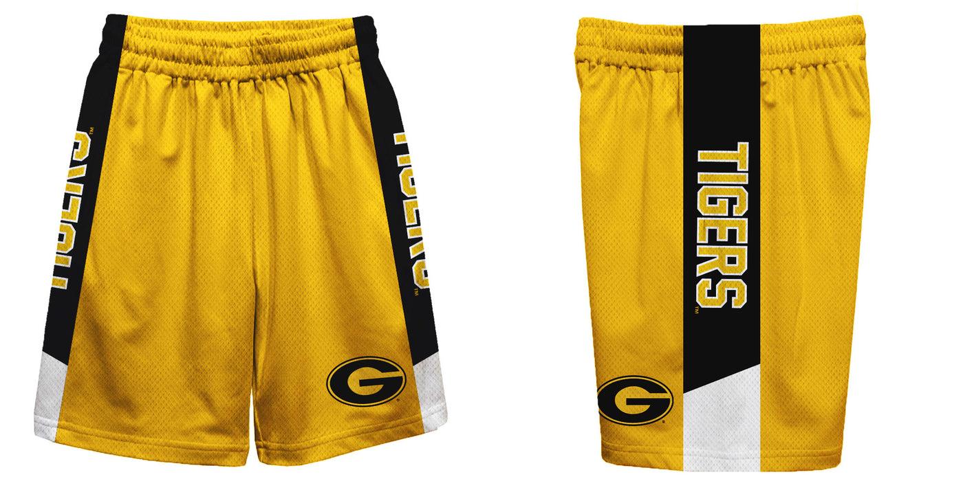 Grambling State Tigers Vive La Fete Game Day Gold Stripes Boys Solid Black Athletic Mesh Short - Vive La Fête - Online Apparel Store