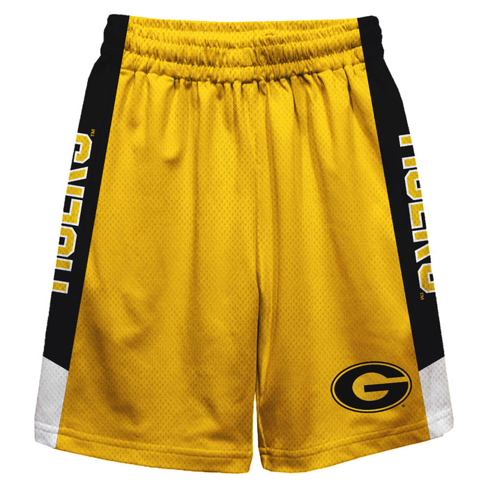 Grambling State Tigers Vive La Fete Game Day Gold Stripes Boys Solid Black Athletic Mesh Short