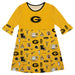 Grambling State Tigers GSU 3/4 Sleeve Solid Gold Repeat Print Hand Sketched Vive La Fete Impressions Artwork on Skirt