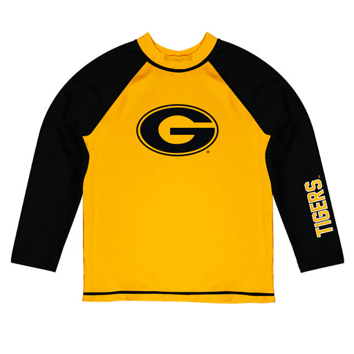 Grambling State Tigers Vive La Fete Logo Gold Black Long Sleeve Raglan Rashguard