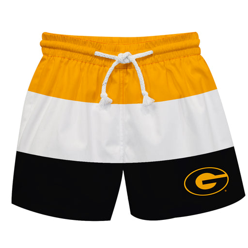 Grambling State Tigers Vive La Fete Gold White Black Stripes Swimtrunks V1