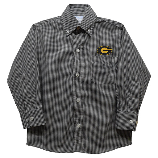 Grambling State Tigers GSU Embroidered Black Gingham Long Sleeve Button Down