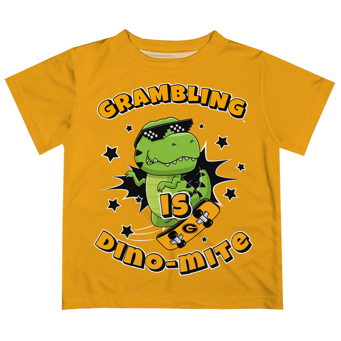 Grambling State Tigers GSU Vive La Fete Dino-Mite Boys Game Day Gold Short Sleeve Tee