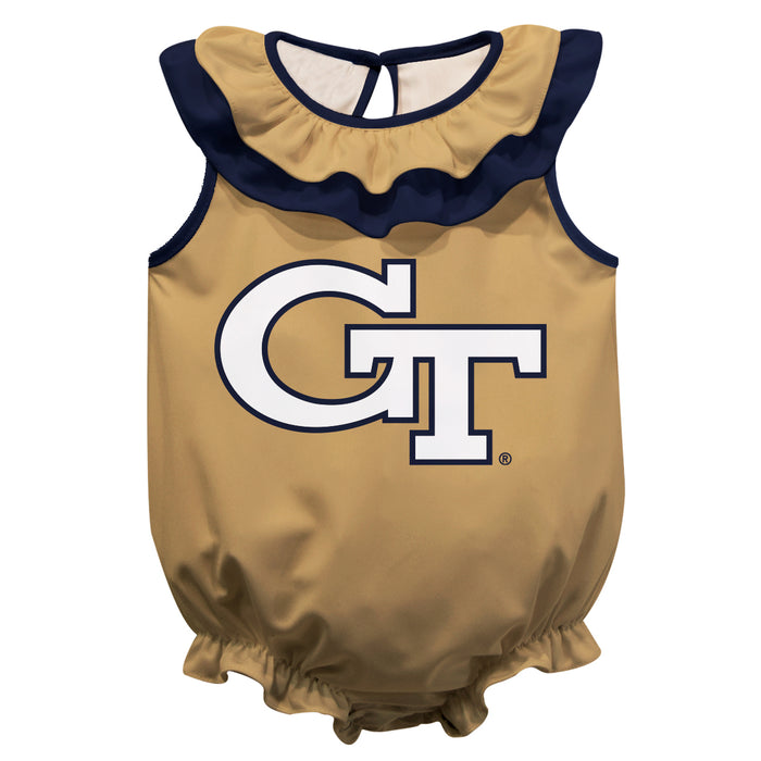 Georgia Tech Yellow Jackets Gold Sleeveless Ruffle Onesie Logo Bodysuit by Vive La Fete