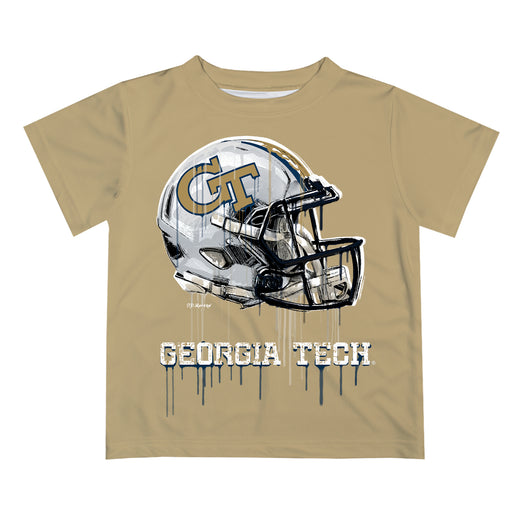Georgia Tech Yellow Jackets Original Dripping Football Helmet Gold T-Shirt by Vive La Fete