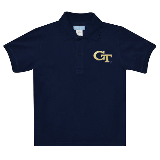 Georgia Tech Embroidered Navy Short Sleeve Polo Box Shirt - Vive La Fête - Online Apparel Store