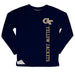 Georgia Tech Yellow Jackets Logo Blue Long Sleeve Fleece Sweatshirt Side Vents - Vive La Fête - Online Apparel Store