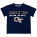 Georgia Tech Yellow Jackets Solid Stripped Logo Blue Short Sleeve Tee Shirt - Vive La Fête - Online Apparel Store