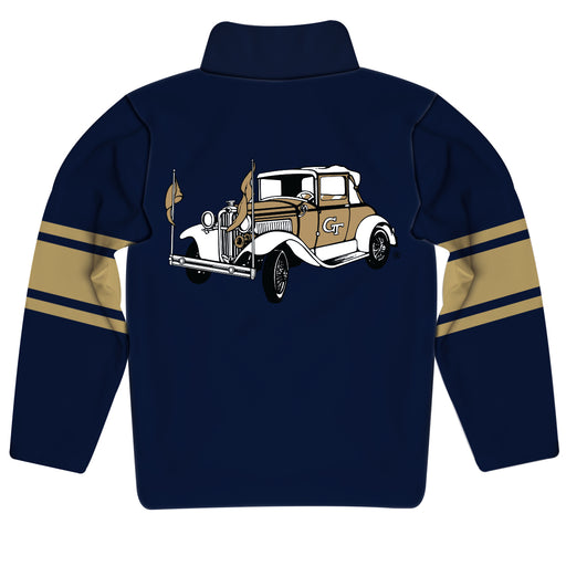 Georgia Tech Yellow Jackets Stripes Blue Long Sleeve Quarter Zip Sweatshirt - Vive La Fête - Online Apparel Store