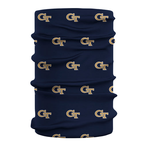 Georgia Tech Yellow Jackets All Over Logo Game Day Collegiate Face Cover Soft 4-Way Stretch Two Ply Neck Gaiter - Vive La Fête - Online Apparel Store