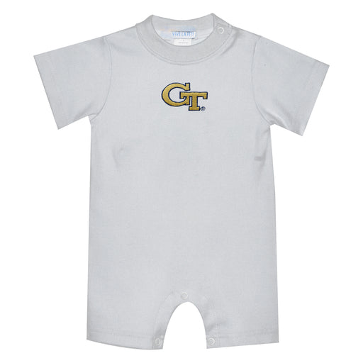 Georgia Tech Yellow Jackets Embroidered White Knit Short Sleeve Boys Romper
