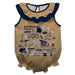 Georgia Tech Yellow Jackets  Gold Hand Sketched Vive La Fete Impressions Artwork Sleeveless Ruffle Onesie Bodysuit