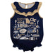 Georgia Tech Yellow Jackets  Navy Hand Sketched Vive La Fete Impressions Artwork Sleeveless Ruffle Onesie Bodysuit