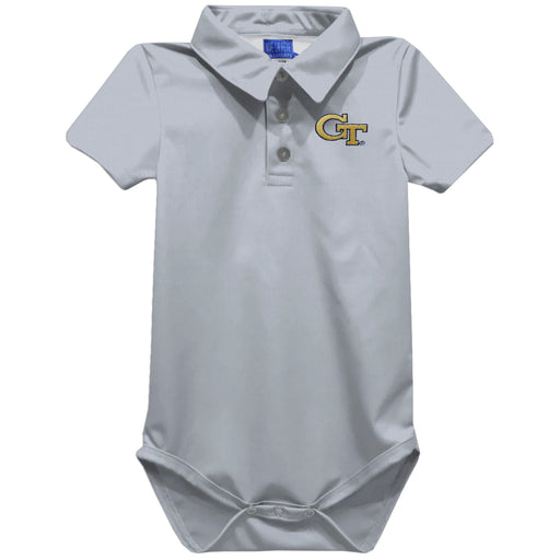 Georgia Tech Yellow Jackets Embroidered Gray Solid Knit Polo Onesie