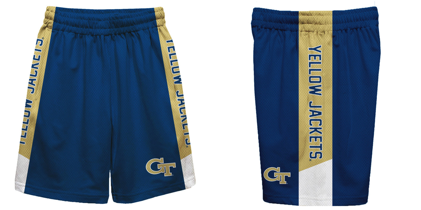 Georgia Tech Yellow Jackets Vive La Fete Game Day Blue Stripes Boys Solid Gold Athletic Mesh Short - Vive La Fête - Online Apparel Store