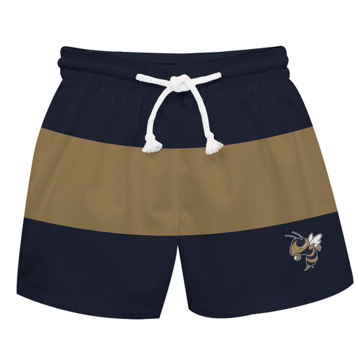 Georgia Tech Yellow Jackets Vive La Fete Blue Gold Stripes Swimtrunks V2
