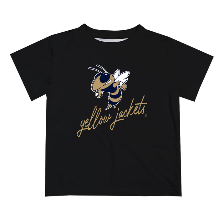 Georgia Tech Yellow Jackets Vive La Fete Script V1 Black Short Sleeve Tee Shirt
