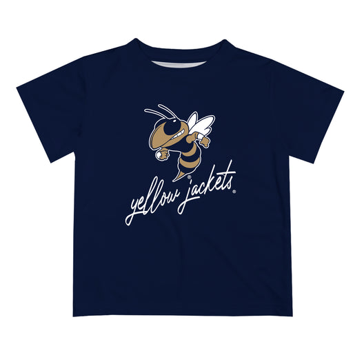 Georgia Tech Yellow Jackets Vive La Fete Script White Short Sleeve Tee Shirt - Vive La Fête - Online Apparel Store