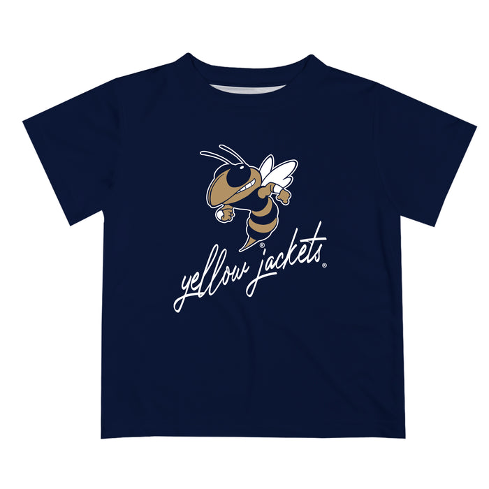 Georgia Tech Yellow Jackets Vive La Fete Script White Short Sleeve Tee Shirt - Vive La Fête - Online Apparel Store