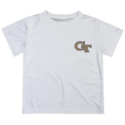 Georgia Tech Yellow Jackets Hand Sketched Vive La Fete Impressions Artwork Boys White Short Sleeve Tee Shirt