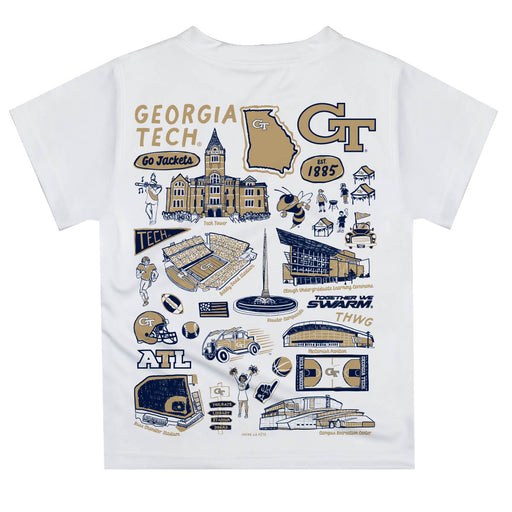 Georgia Tech Yellow Jackets Hand Sketched Vive La Fete Impressions Artwork Boys Navy Short Sleeve Tee Shirt - Vive La Fête - Online Apparel Store