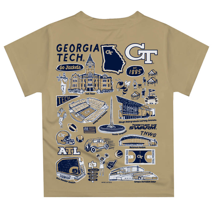 Georgia Tech Yellow Jackets Hand Sketched Vive La Fete Impressions Artwork Boys Navy Short Sleeve Tee Shirt - Vive La Fête - Online Apparel Store