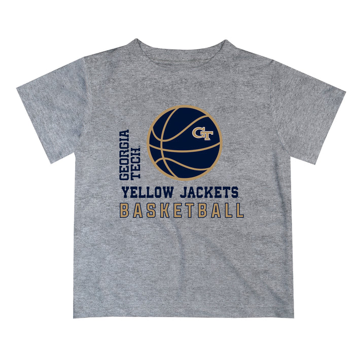 Georgia Tech Yellow Jackets Vive La Fete Basketball V1 Heather Gray Short Sleeve Tee Shirt