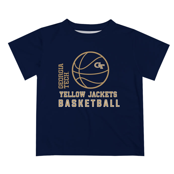 Georgia Tech Yellow Jackets Vive La Fete Basketball V1 Blue Short Sleeve Tee Shirt