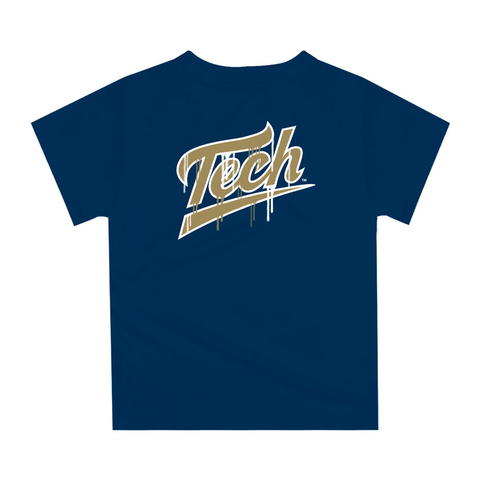 Georgia Tech Yellow Jackets Original Dripping Baseball Helmet Blue T-Shirt by Vive La Fete - Vive La Fête - Online Apparel Store