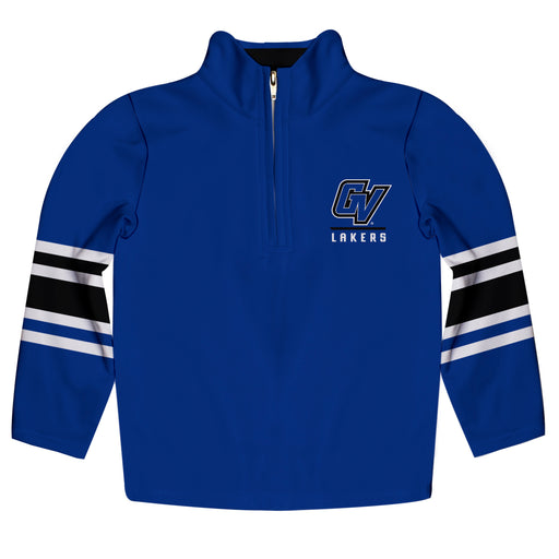 Grand Valley State Lakers Vive La Fete Game Day Blue Quarter Zip Pullover Stripes on Sleeves - Vive La Fête - Online Apparel Store