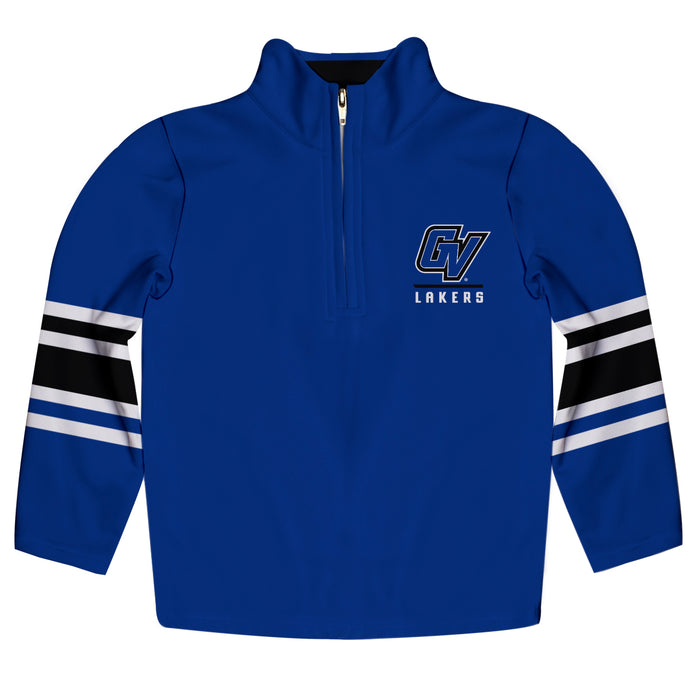 Grand Valley State Lakers Vive La Fete Game Day Blue Quarter Zip Pullover Stripes on Sleeves - Vive La Fête - Online Apparel Store