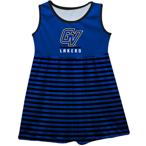 Grand Valley State Lakers Vive La Fete Girls Game Day Sleeveless Tank Dress Solid Blue Logo Stripes on Skirt - Vive La Fête - Online Apparel Store