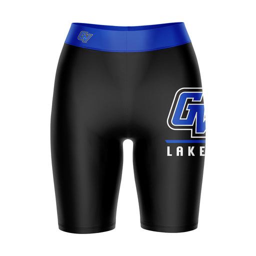 GVSU Lakers Vive La Fete Game Day Logo on Thigh and Waistband Black and Blue Women Bike Short 9 Inseam"