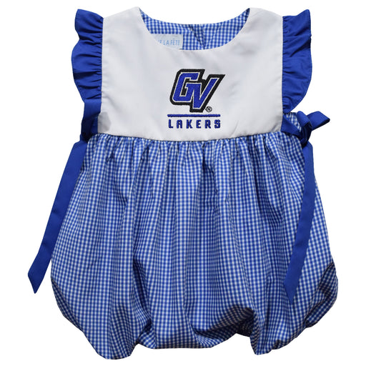 Grand Valley State Lakers Embroidered Royal Gingham Girls Bubble