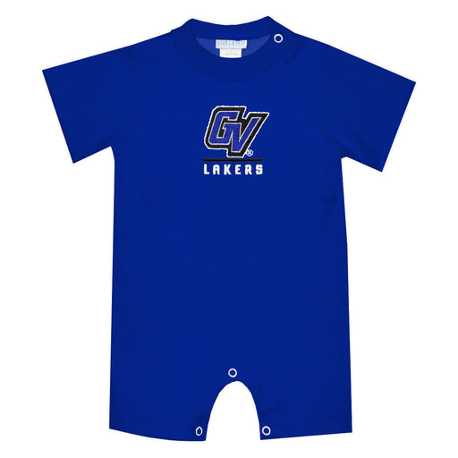 Grand Valley State Lakers Embroidered Royal Knit Short Sleeve Boys Romper