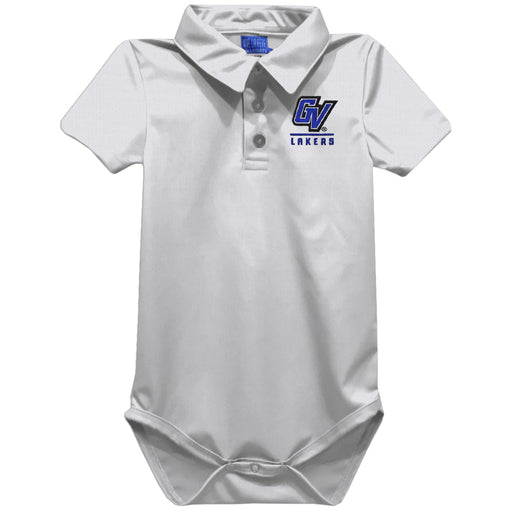 Grand Valley State Lakers Embroidered White Solid Knit Polo Onesie