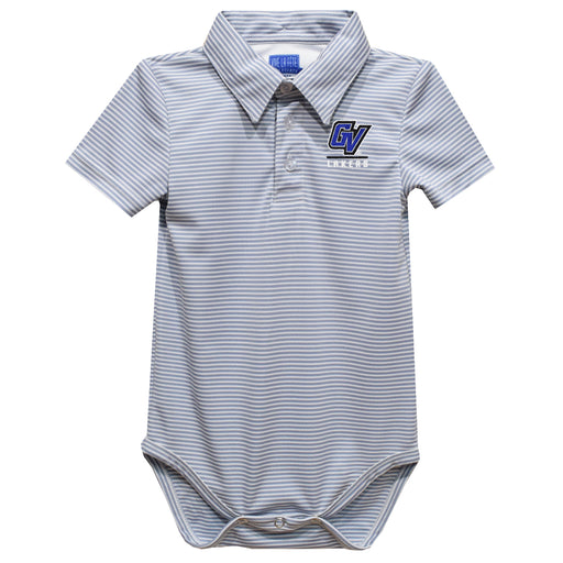 Grand Valley State Lakers Embroidered Gray Stripe Knit Polo Onesie