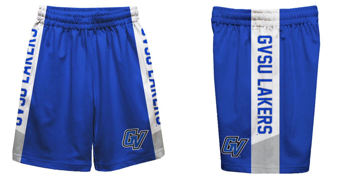Grand Valley State Lakers Vive La Fete Game Day Blue Stripes Boys Solid White Athletic Mesh Short - Vive La Fête - Online Apparel Store