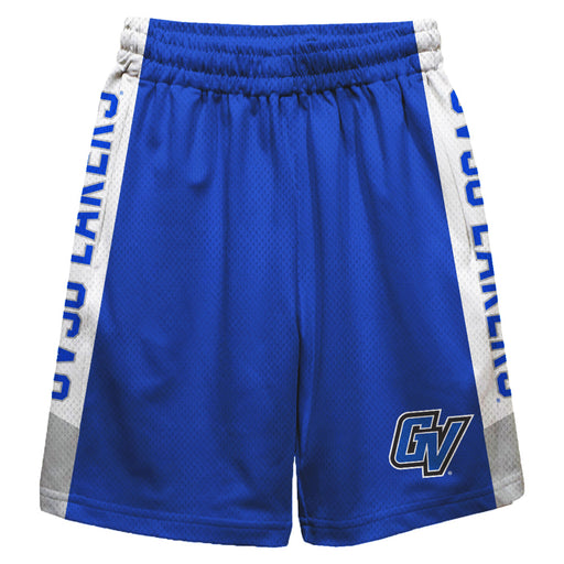 Grand Valley State Lakers Vive La Fete Game Day Blue Stripes Boys Solid White Athletic Mesh Short