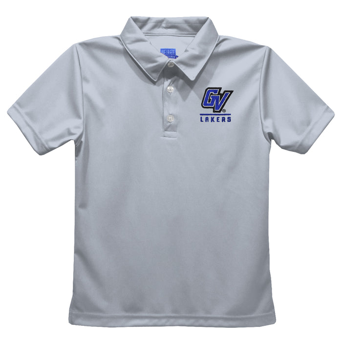 Grand Valley State Lakers Embroidered Gray Short Sleeve Polo Box Shirt