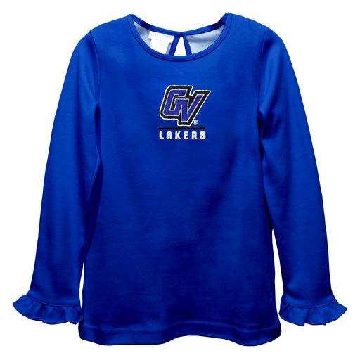 Grand Valley State Lakers Embroidered Royal Knit Long Sleeve Girls Blouse