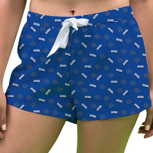 Grand Valley State Lakers Vive La Fete Game Day All Over Logo Women Blue Lounge Shorts